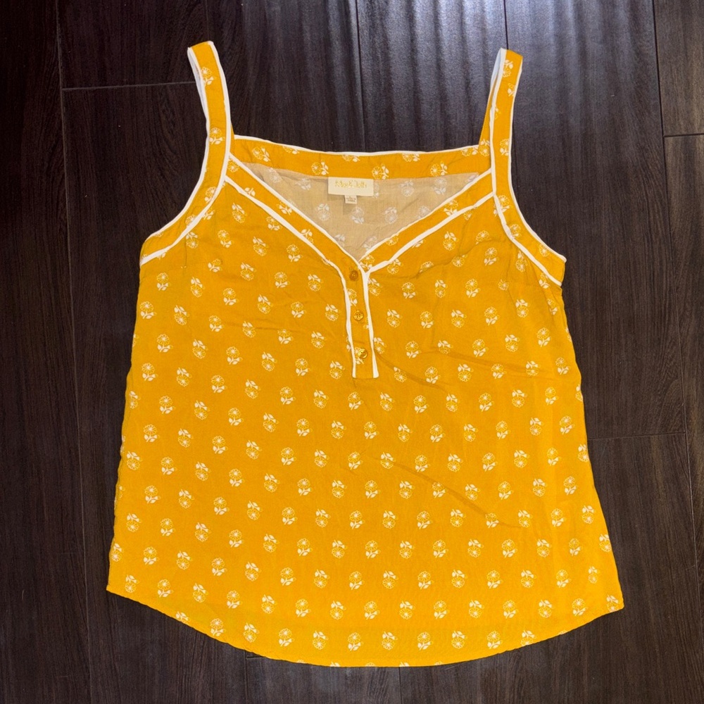 ModCloth Yellow Floral Women's Top Sixe Large